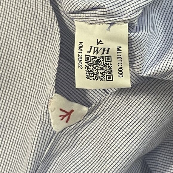 ISAIA Napoli Modern LS Button Up Shirt Italy Made Mini Check Blue Size 46/XL Men - Picture 5 of 9